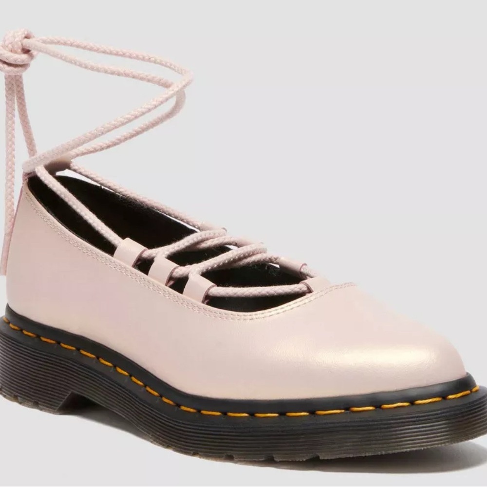 Dr. Martens Light Pink Lace-Up Ballet Flat Loafers